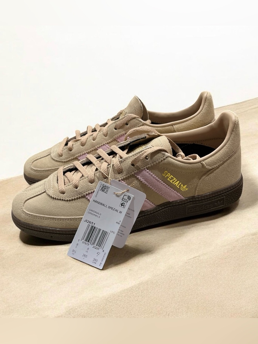 Adidas Handball Spezial W Beige Pink Suede Gum Sneakers Women’s 9.5 NWT